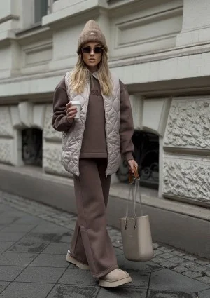 Hush - Coffee brown oversize sweatshirt with an embroidered logo