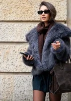 Busca - anthracite grey faux fur jacket