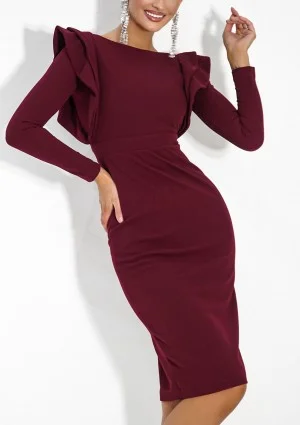 Kyren - Claret midi dress with frills