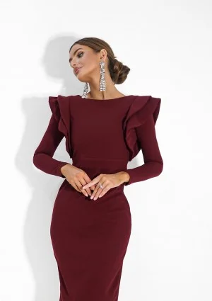 Kyren - Claret midi dress with frills