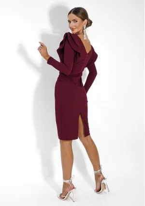 Kyren - Claret midi dress with frills