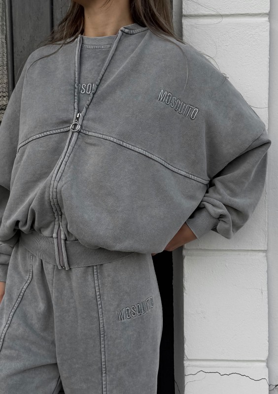 Shadi - Vintage grey zipped sweatshirt