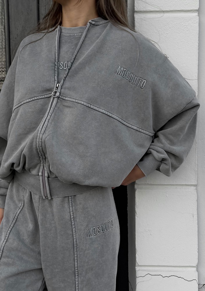 Shadi - Vintage grey zipped sweatshirt