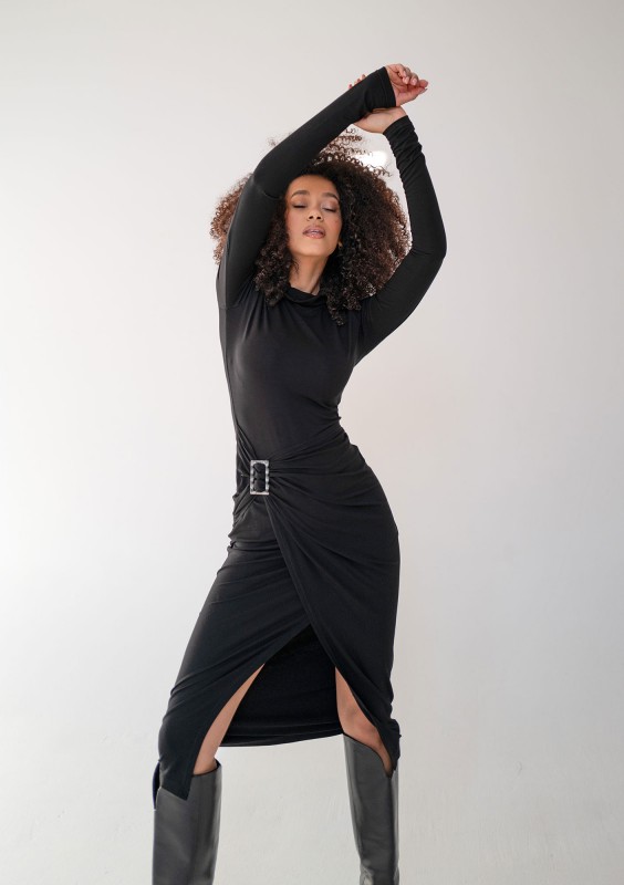 Miya - Sukienka midi Czarna