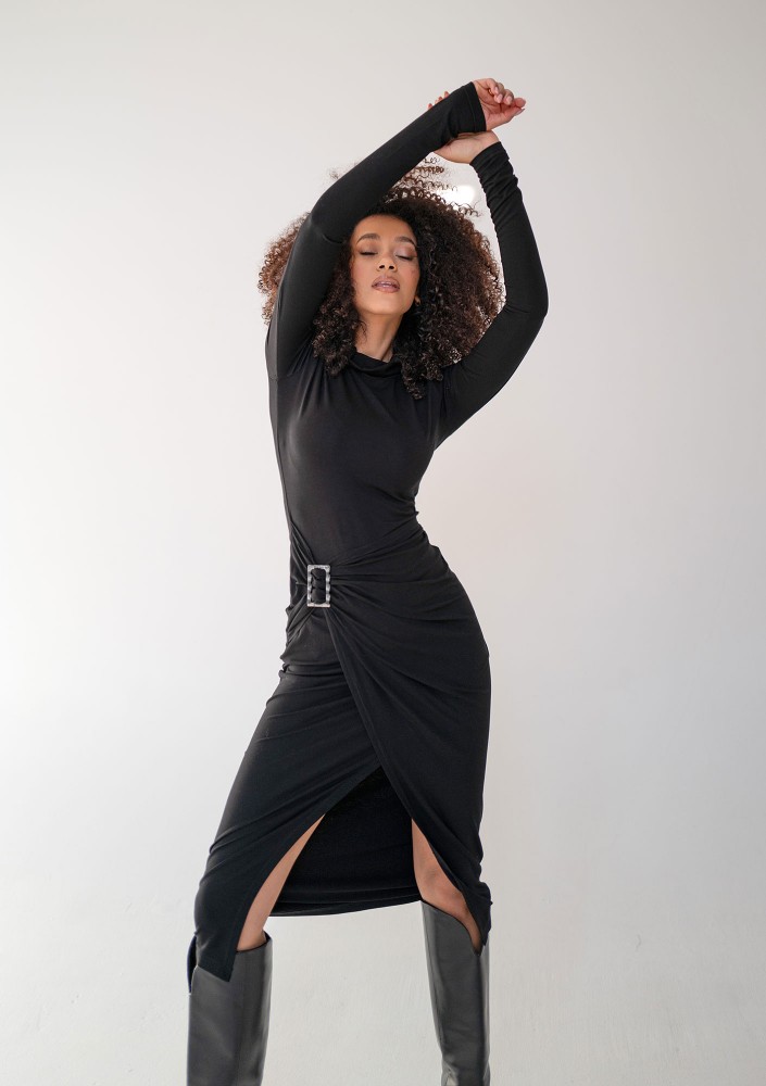 Miya - Sukienka midi Czarna