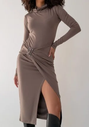 Miya - Latte beige midi dress