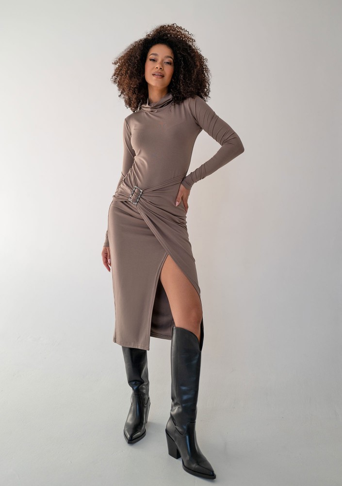 Miya - Latte beige midi dress