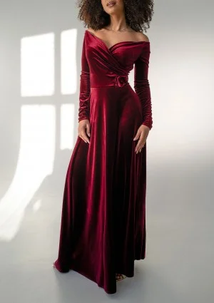 Rosey Velvet - Claret velvet maxi dress