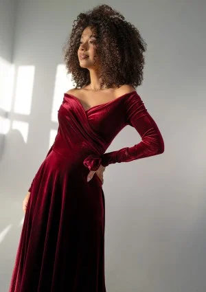 Rosey Velvet - Claret velvet maxi dress