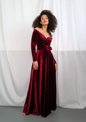 Rosey Velvet - Claret velvet maxi dress