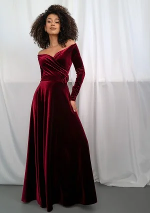 Rosey Velvet - Claret velvet maxi dress