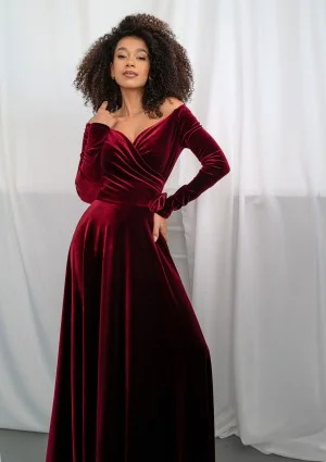 Rosey Velvet - Claret velvet maxi dress