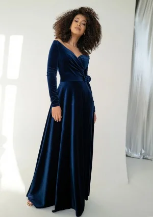 Rosey Velvet - Navy blue velvet maxi dress