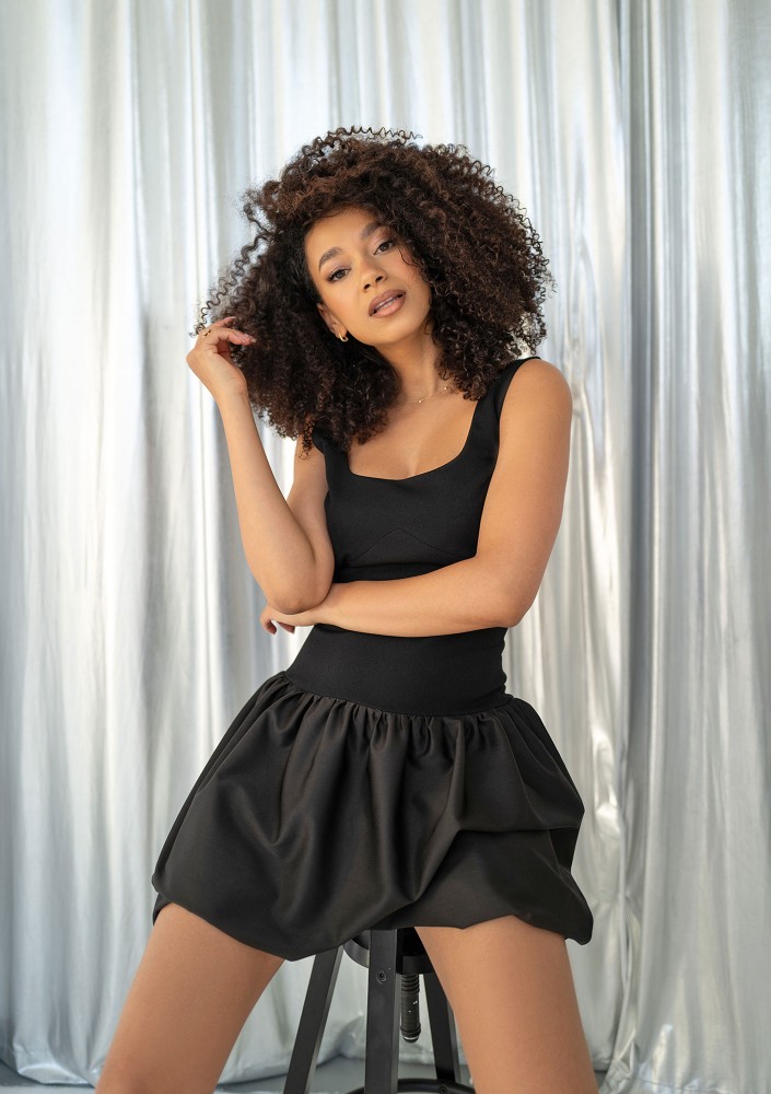 Katie - Black mini bomb dress