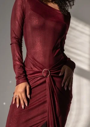 Aisha - Claret maxi evening dress