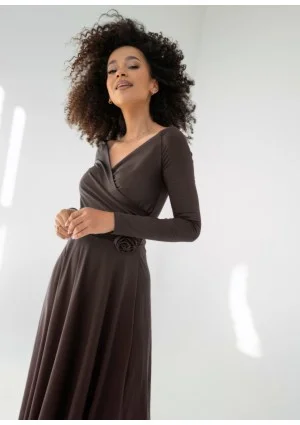 Rosey - Mocca brown midi dress