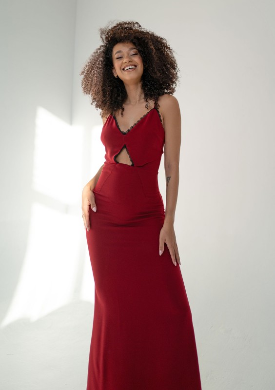 Shani - Claret maxi dress with straps