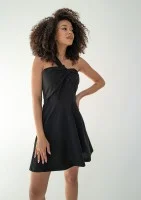 Leia - Black draped mini dress