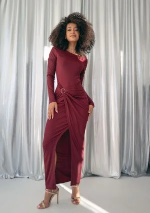 Aisha - Claret maxi evening dress