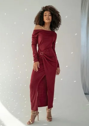 Aisha - Claret maxi evening dress