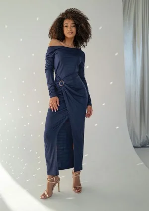 Aisha - Navy blue maxi evening dress