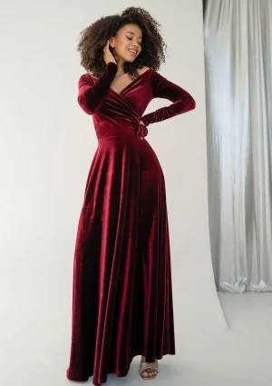 Rosey Velvet - Claret velvet maxi dress