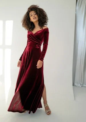 Rosey Velvet - Claret velvet maxi dress