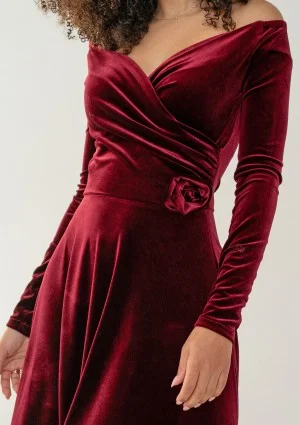 Rosey Velvet - Claret velvet maxi dress