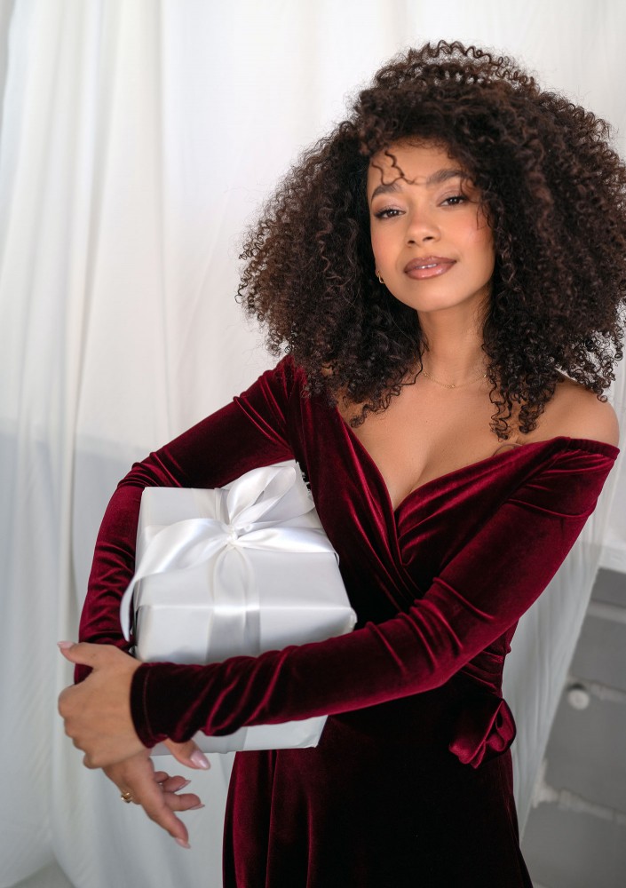 Rosey Velvet - Claret velvet maxi dress