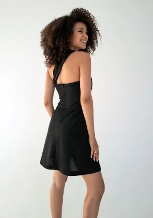 Leia - Black draped mini dress