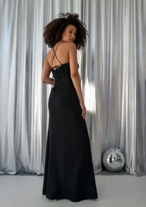 Shani - Black maxi dress with straps