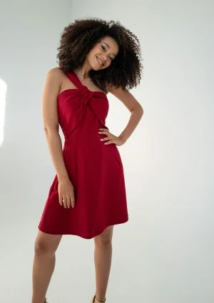 Leia - Red draped mini dress