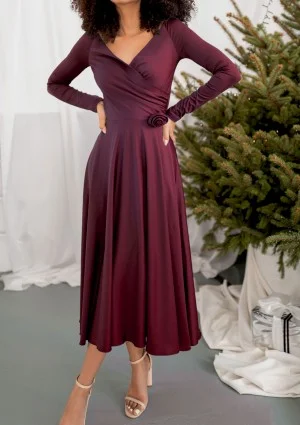 Rosey - Claret midi dress