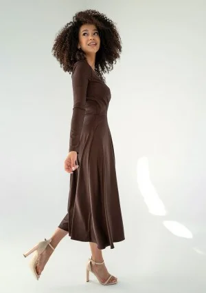 Rosey - Mocca brown midi dress