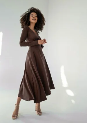 Rosey - Mocca brown midi dress