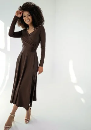 Rosey - Mocca brown midi dress