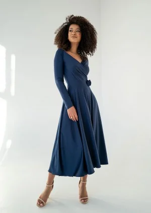 Rosey - Navy blue midi dress