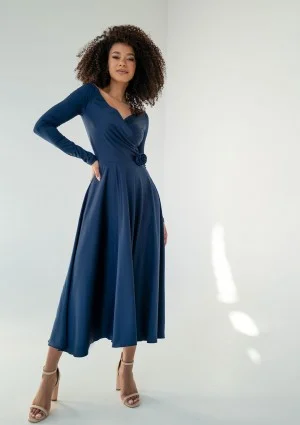 Rosey - Navy blue midi dress