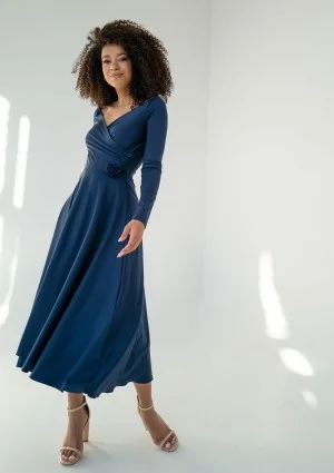 Rosey - Navy blue midi dress