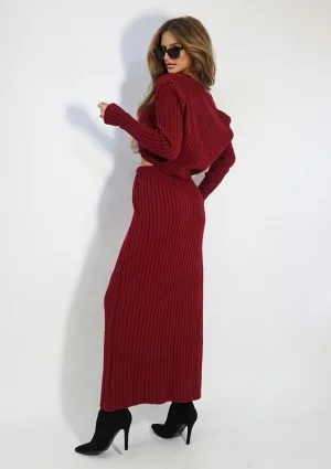 Celine - Short claret knitted cardigan