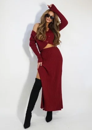 Celine - Claret knitted maxi skirt