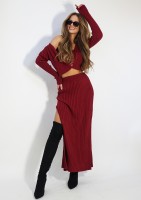 Celine - Claret knitted maxi skirt