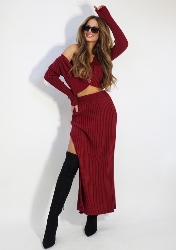Celine - Claret knitted maxi skirt