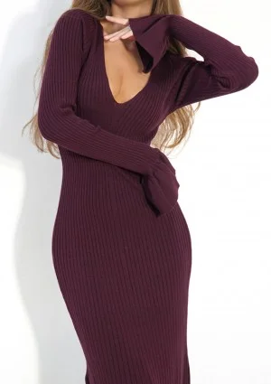 Leyla - Claret knitted maxi dress