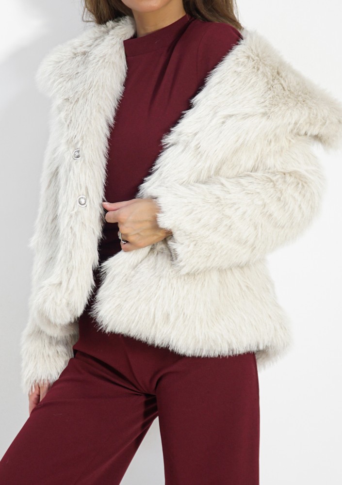 Busca - Ecru faux fur jacket