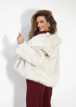 Busca - Ecru faux fur jacket