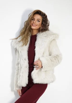 Busca - Ecru faux fur jacket