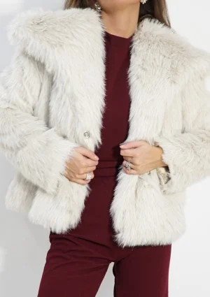 Busca - Ecru faux fur jacket