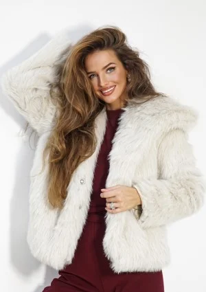 Busca - Ecru faux fur jacket