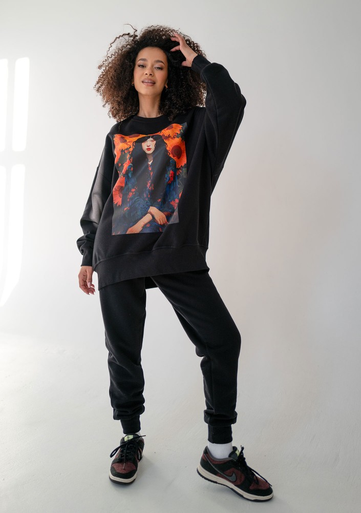 Whey - Bluza z grafiką "Portret" Black